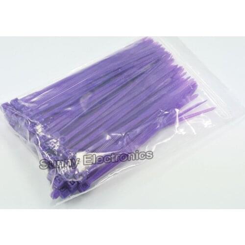 100pcs 2.5x100mm 4" Nylon Plastic Zip Trim Wrap Cable Loop Ties Wire Self-Locking purple cable ties