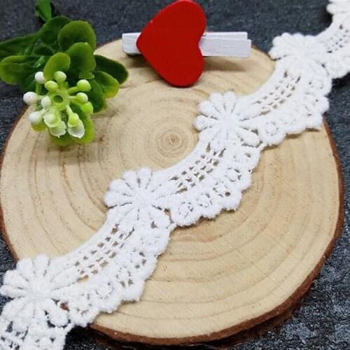 2 Yards Daisy Woven Cotton Lace Trim Embroidered DIY Clothing Dress Sewing Accessories Lace Fabric Ribbon Handmade Decoration
