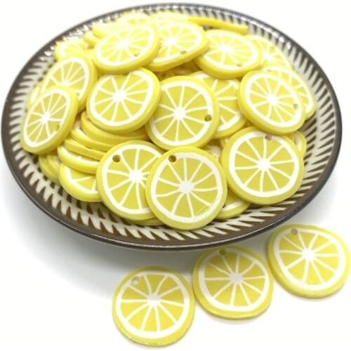 20Pcs/lot 20mm lemon Beads Flakes Clay Beads Polymer Spacer Beads For Jewelry Making DIY Bracelet Hairpin #A89-7