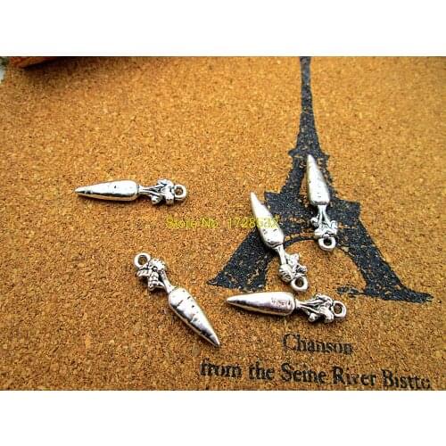 20pcs carrot charm Antique Tibetan Silver carrot pendants charms 25x6mm