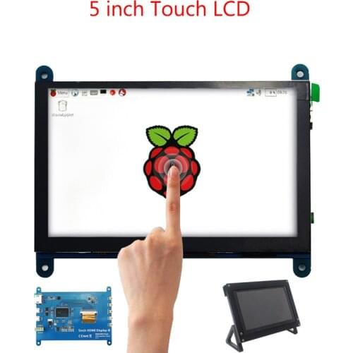 5 inch Raspberry Pi 4 Touch Screen 800x480 Capacitive LCD Display + Holder for PC Lapto for Raspberry Pi 4B/3B+/3Bp Free Drive