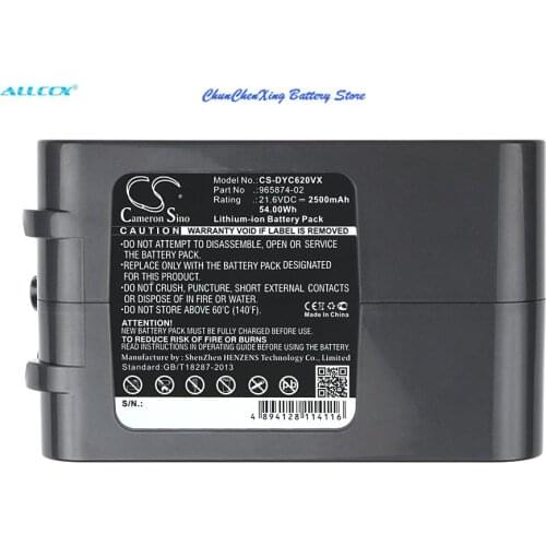 Cameron Sino 2500mAh Battery for Dyson DC58, DC61, DC62, DC72, V6, DC74 Animal,Absolute, V6 Animal, V6 total clean, V6 Up Top
