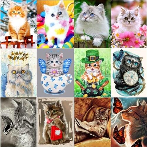 5D diamond painting cute kitten animal cat round diamond embroidery mosaic home decoration pattern DIY handmade new year gift