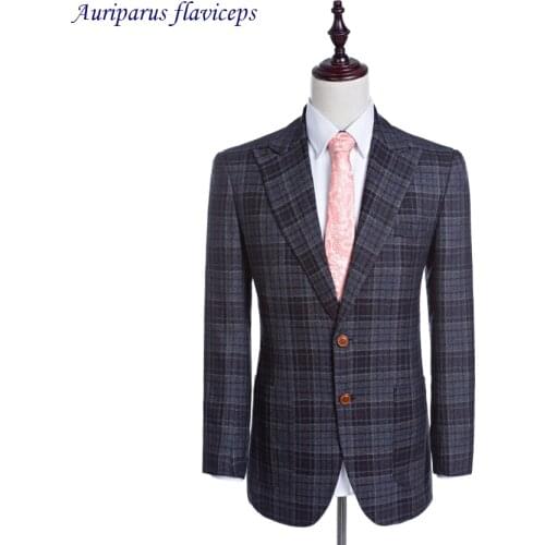 2020 New Jacket Damier Check Blazer Blazer 2 Buttons Groom Tuxedos Worsted Wool Jacket Custom Made Man Suit Jacket 1 Piece