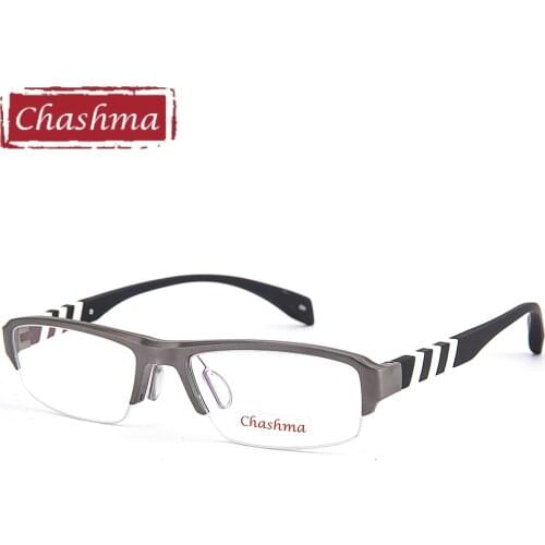Chashma Brand Sport Style Men Eyeglass Titanium Frame Rubber Temple Eyeglasses Optical Frames for Male