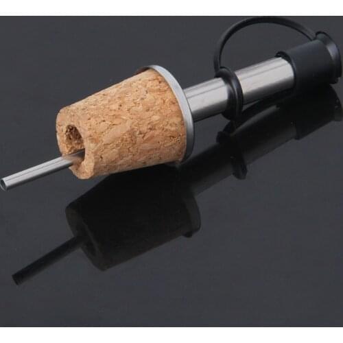 Stainless Steel Wine Oil Bottle Pourer Vinegar Spout/ Natural Cork