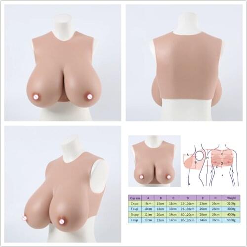 D/F/G/I cup Silicone Breast Forms Fake Boobs Tits Meme Enhancer Low Collar Forms for Crossdresser Drag Queen Shemale
