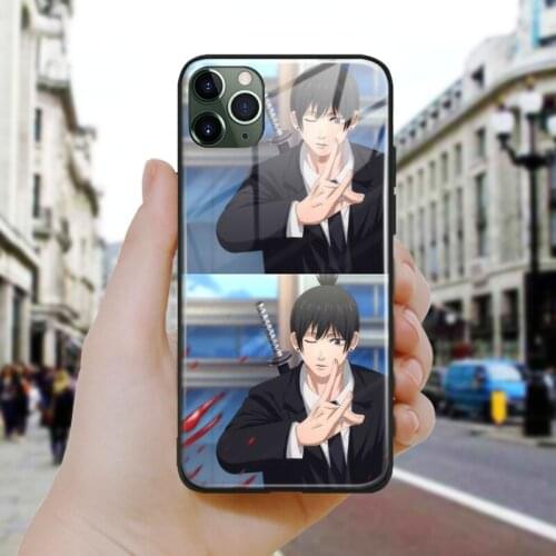 Chainsaw Man anime art design Soft Silicone Glass Phone Case Cover Shell For iPhone SE 6 6s 7 8 Plus X XR XS 11 12 Mini Pro Max