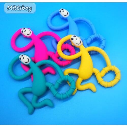 Hot Sale Baby Teether BPA Food Grade Teething Teether Toy Animal Shape Baby Cartoon Monkey Teether Silicone Beads DIY Chain Gift