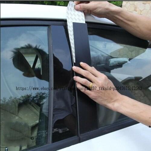 For 2006-2011 4Door Honda Civic 6pcs Black Window Pillar Posts Set Cover Door Trim