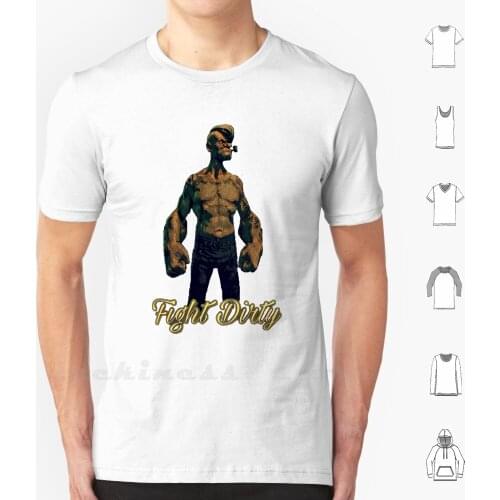 Fight Dirty T Shirt Big Size Navy Blue Health Food Sailor Spinach Cartoon Comic Strip Strong Vintage Captain Sea Man Geeky