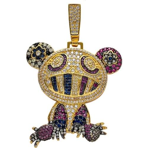 Hip Hop Multicolor Frog Pendant Necklaces For Men Women Charm Chain Jewelry Gifts 3 Styles Full Micro Pave Zircon Necklaces