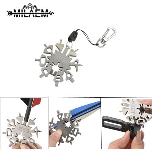 Snowflake shape wrench Multi-function Archery Tool Outdoor Sports Wrench Arrow Repair for Archery and creative Gift Keychain