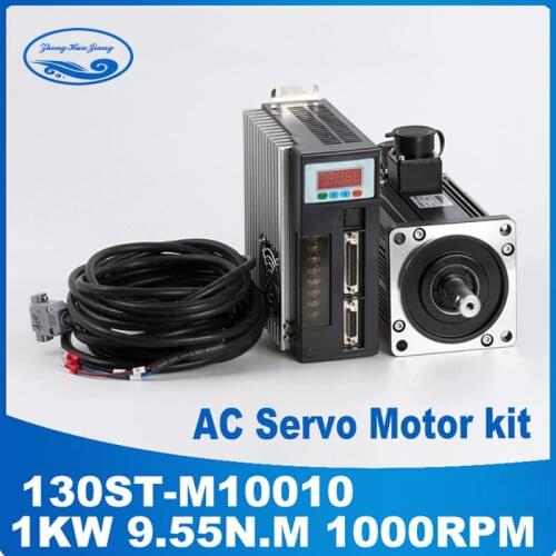 1000KW cnc servo kit 130ST-M10010 servo motor cnc + servo motor driver 9.55N.M 1000rpm