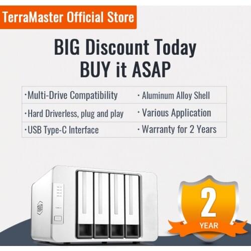 TerraMaster D4-300 USB 3.1(Gen1) Type-C Storage External Hard Drive Enclosure Hot Swappable (Diskless)