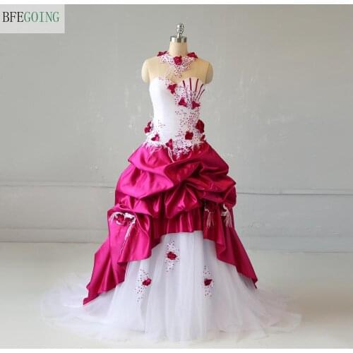 Tulle Taffeta Lace Appliques Sweetheart Strapless Sleeveless Floor-Length A-line Wedding dress Court Train Custom made