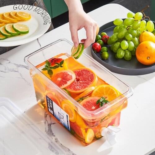 5L Large Fruit Cool Water Pitcher Summer Ice Water Infuser Kettle Water Carafe Jug Ice Tea Lemonade Juice Tea Pot Refrigerator