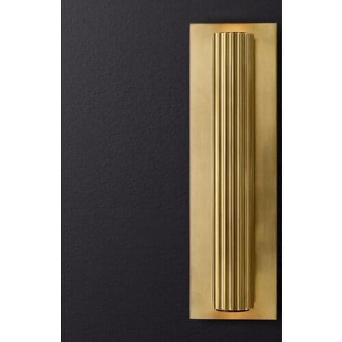 Metal texture postmodern personality simple copper wall lamp American bronze designer model room mirror front wall lamp