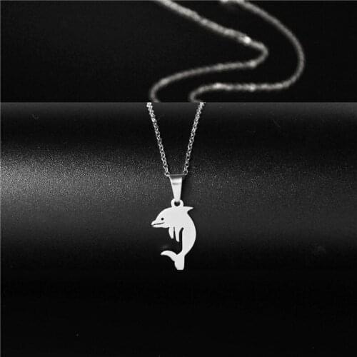 Stainless Steel Minimalist Jewelry Cute Dolphin Pendant Necklace High Quality Fashion Choker