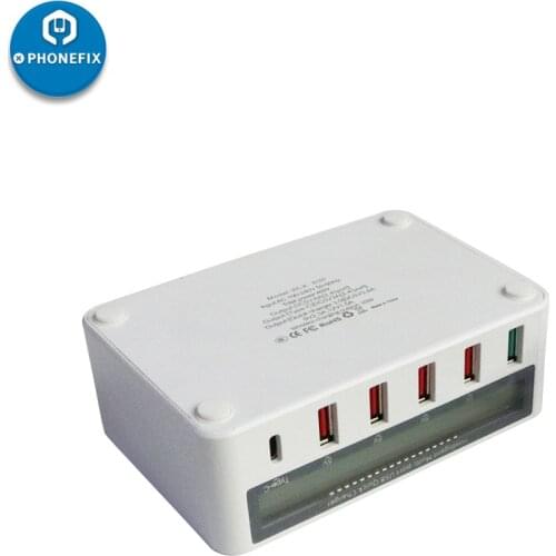 Multiport LCD Display USB Charger Station 3.0 for Mobile Phone and Tablet Wireless USB Phone Charger Charging Station QC 3.0