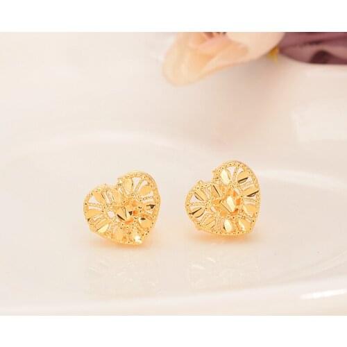 Fashion Jewelry Earrings Gold Color Bijoux For Women girls Luxury Princess Brincos girl heart love stud earring gift