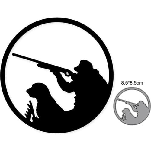 Metal Cutting Dies Cut Mold Hunter Dog Circle Frame Decoration Scrapbook Paper Craft Knife Mould Blade Punch Stencils