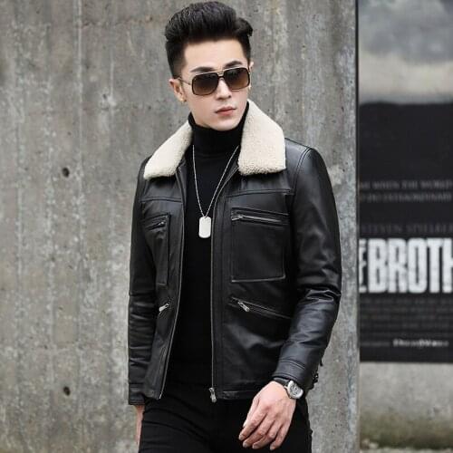 Leather Jacket Men Spring Autumn Genuine Cow Leather Mens Vintage Short Cowhide Coat Real Leather Slim Jackets nr31 YY512