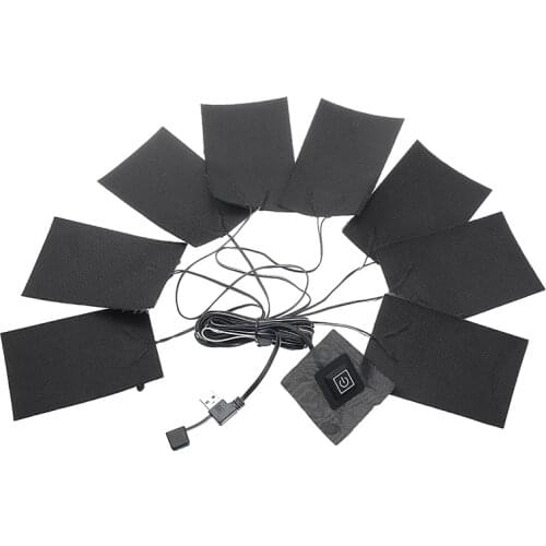 1-to-8 5V USB Electric Heated Pad Heating Warmer Pads For Winter Clothes Jacket Vest Fiber Thermal Piece 120X80MM