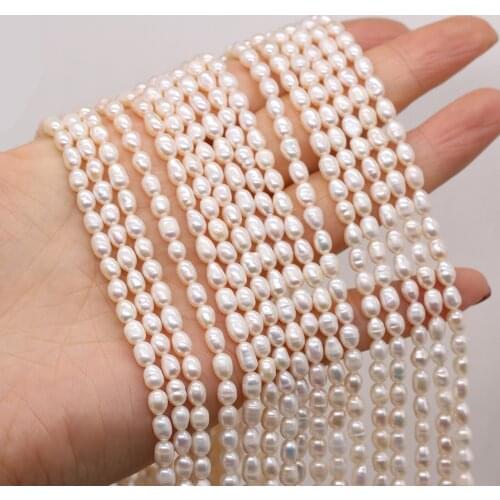Natural Freshwater Pearl Rice-Shaped Loose Beads 3-3.5 MM For Jewelry Making DIY Necklace Bracelet Earrings Accessory