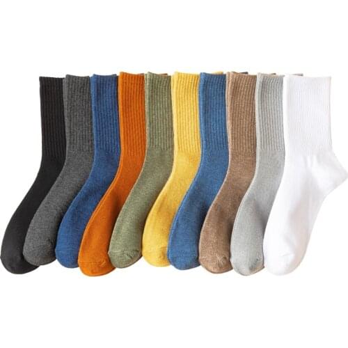10 Pairs New Mens Solid Color Socks For Men Dres Breathable Road Bicycle Man Socks High Quality Cotton Casual Male stocking