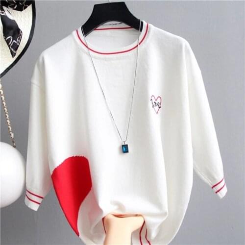 GGRIGHT 2021 New Summer Tops Thin T Shirt Women Clothes Letter Love Knitted Woman Tshirt Casual T-Shirt Female Tee Shirt Femme