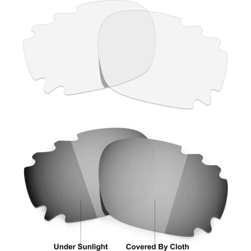 HKUCO For Jawbone Asian Fit Vented Sunglasses Replacement Polarized Lenses 2 Pairs - Transparent & Transition Photochromic