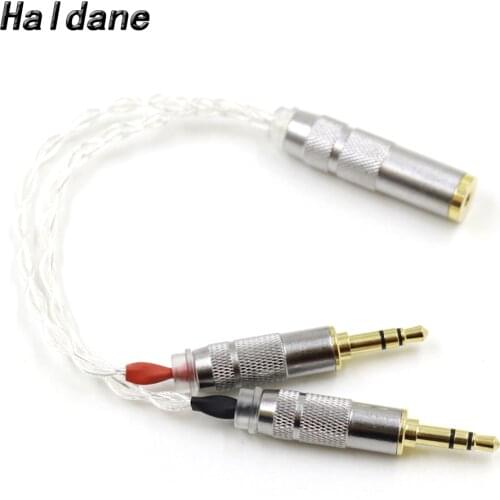 Haldane Single Crystal Copper Silver Plated 2x3.5mm Male to 2.5mm TRRS Balanced Female Audio Adapter Cable for chord mojo Player