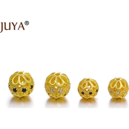 Wholesale Beads 6Pcs Flower Cap Beads Shiny Zircon Rhinestone Beads For Bracelet Necklace Jewelry Making DIY Craft