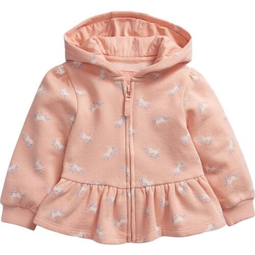 Kids Autumn Baby Girl Fall Clothes Children Unicorn Print Sweatshirt Casual Cotton Hooded Sweater Tops for Toddler Girls 2 To 7