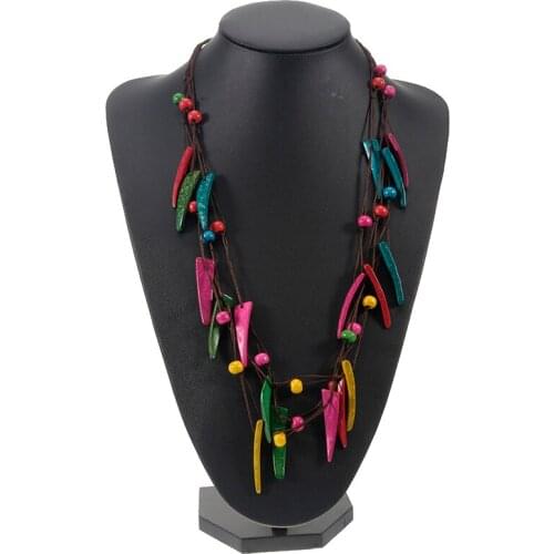 Bohemia Fashion Handmade multilayer colorfull wood beads coconut shell Necklaces Women Summer beach Dress party jewelry