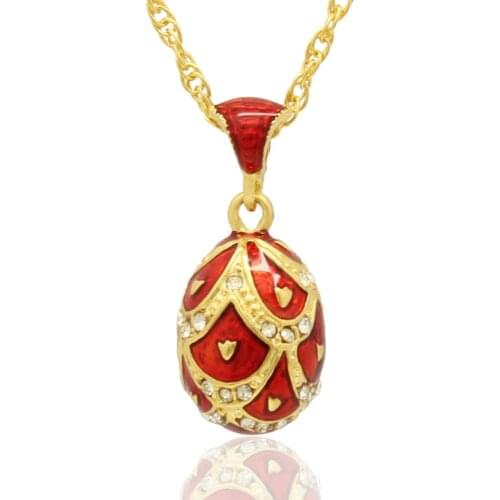 Suitable for all brands of handmade red enamels Russian egg pendant necklace Easter jewelry gift