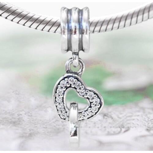 Original Love Hearts Entwined With Crystal Pendant Bead Fit 925 Sterling Silver Bead Charm Bracelet Diy Jewelry