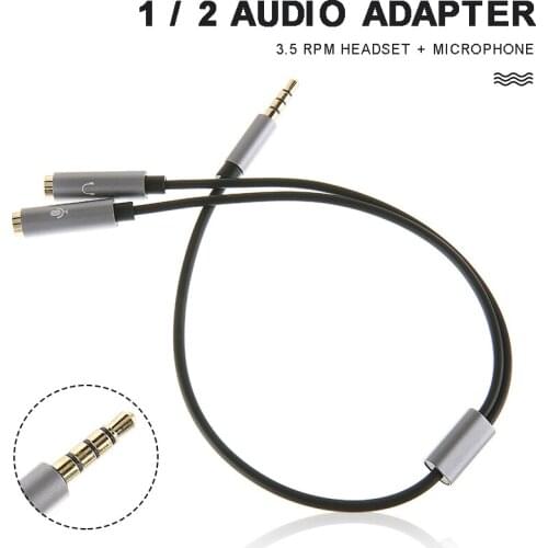 POHIKS 1pc High Quality 3.5mm Audio Mic Splitter Cable Portable Durable Male To Dual Female Headphone Adapter
