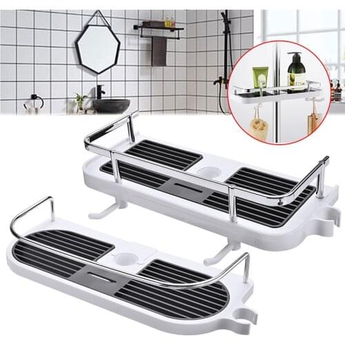 Bathroom Pole Shower Storage Rack Holder Organizer Tray Wall Mount Shower Shelf Shampoo Organizer Basket Holder Rack
