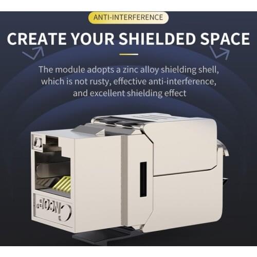 RJ45 Keystone Cat7 Cat6A Shielded FTP Zinc Alloy Module Ethernet 10GB Network Keystone Jack Connector Adapter