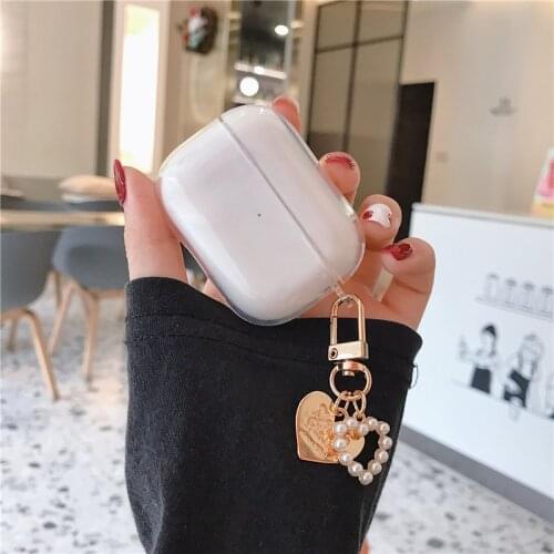 Super Cute Pearl Key Ring Decor Soft Silicone Shell For AirPods Pro Case Bluetooth Earphone Case For AirPods 2/1 Protect Cover