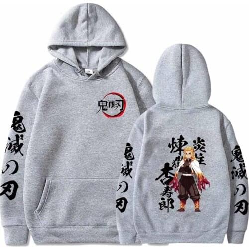 Anime Hoodies Demon Slayer Cosplay Rengoku Kyoujurou Sweatshirt Hip Hop Oversized Loose Casual Pullover Unisex Sweater 2021 Top