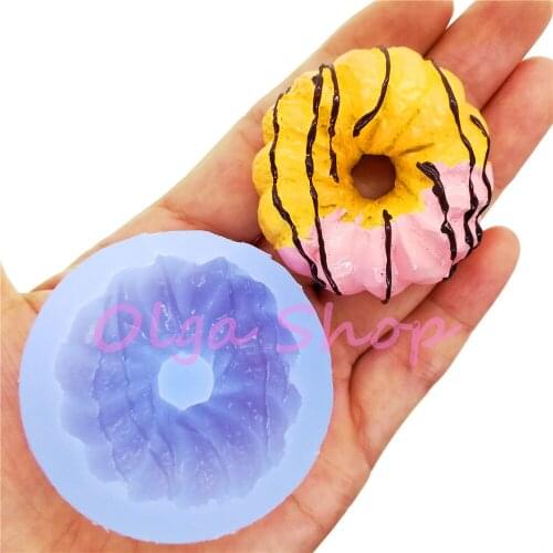 TYL114 Big Doughnut Donut Silicone Mold Cake Decoration Fondant Candy Chocolate Craft Resin Soap Aromatherapy 44.7mm x 42.3mm
