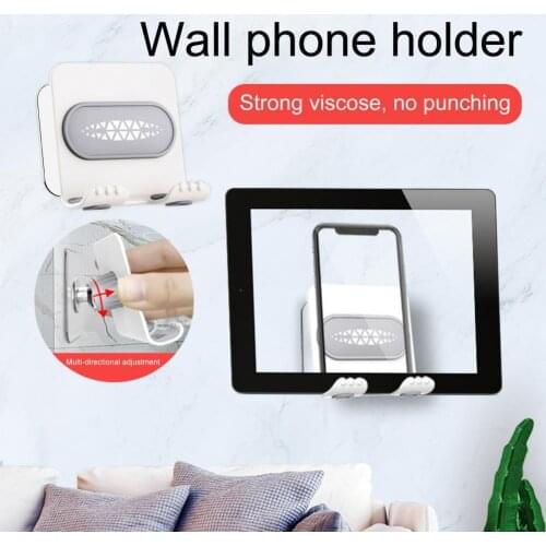 Universal Adhesive Stable Wall Mount Mobile Phone Holder Punch-Free Bathroom Toilet Wall Stand Desktop Bracket For Phone Tablet