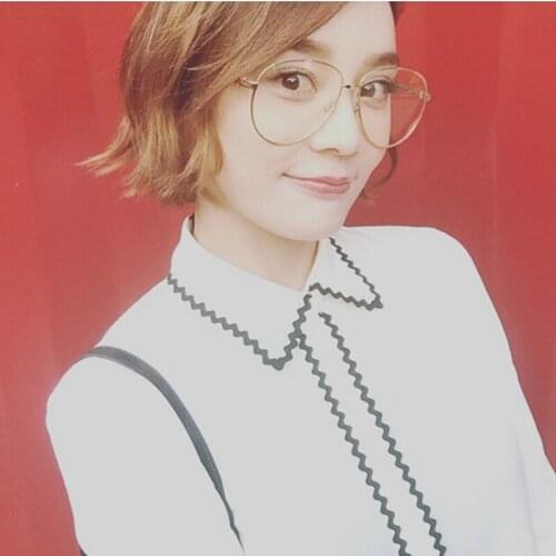 Women Vintage Glasses Frame Plain Mirror Big Round Stainless Steel Optical Frame for Men and Women Eyeglass Clear Polaroid Lens