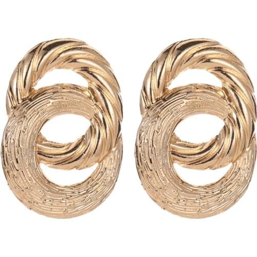 Exaggerated Geometric Double Circles Twisted Figure Eight Golden White Rose Gold Alloy Dangle Earrings Drop Earrings For Women