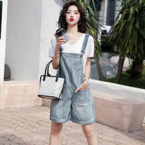 Women clothing denim fabric rompers summer overalls women playsuits suspenders shorts jeans women overalls summer rompers jeans
