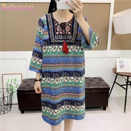 19 Style Color 2021 New Fashion Ethnic Bohemia Beach Midi Dress for Women Summer Clothes Tassel Decoration Bohe Dresses