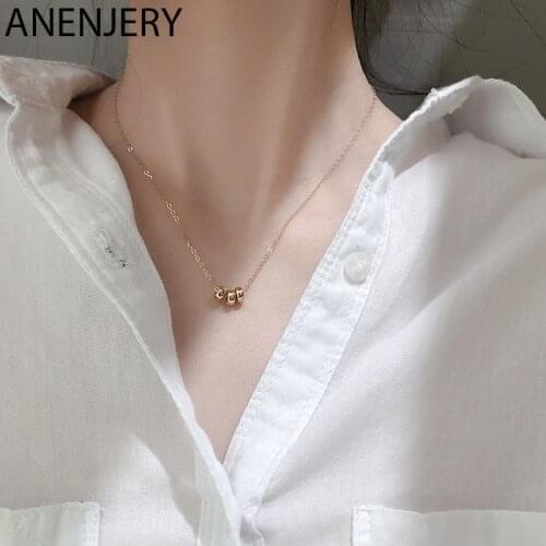 ANENJERY Simple 925 Sterling Silver Three Circle Necklace For Women collares Delicate Clavicle Chain Necklace S-N676